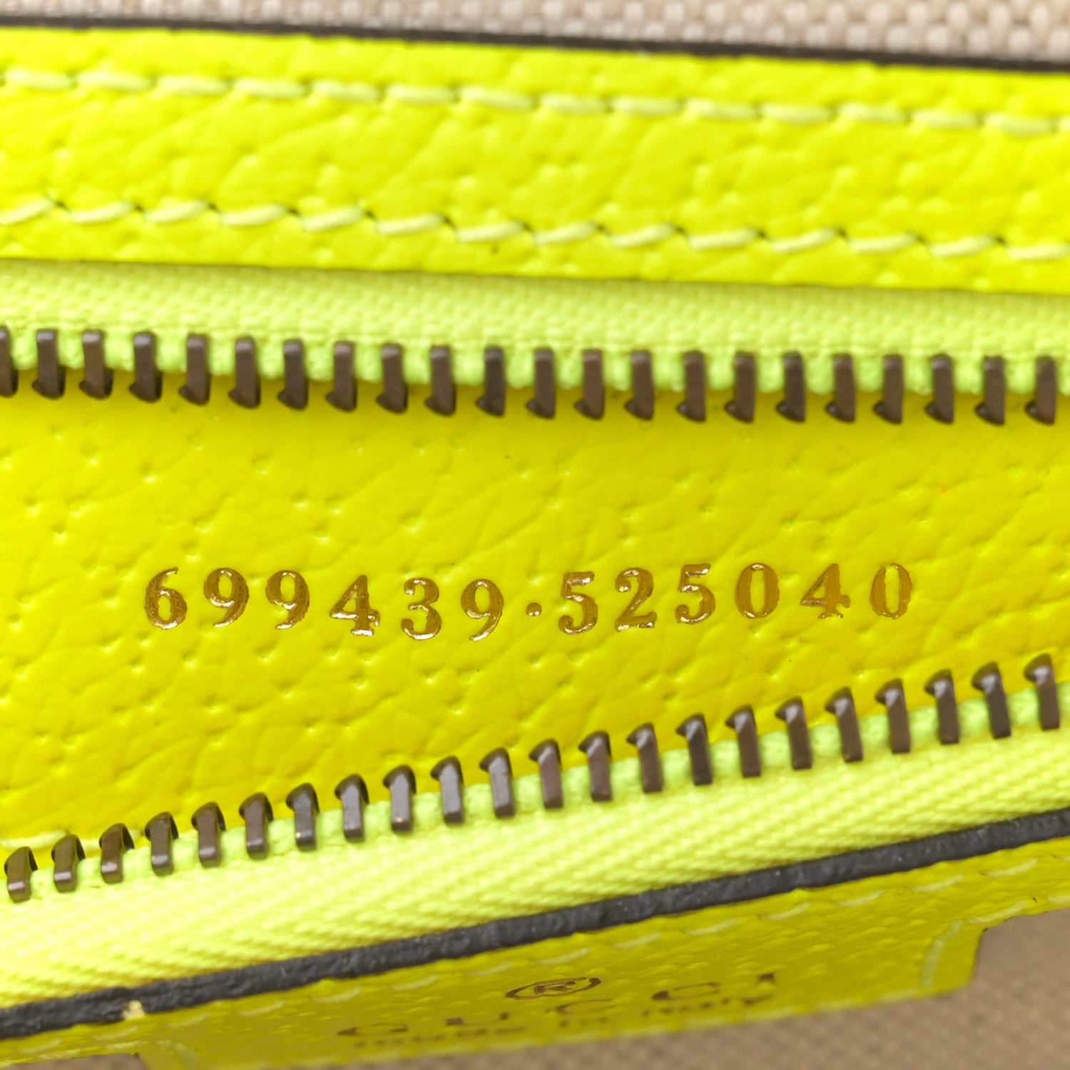 Gucci GG Supreme Monogram Textured Dollar Calfskin Web Ophidia Wristlet Shoulder Bag Beige Ebony Fluo Yellow 7 of 10