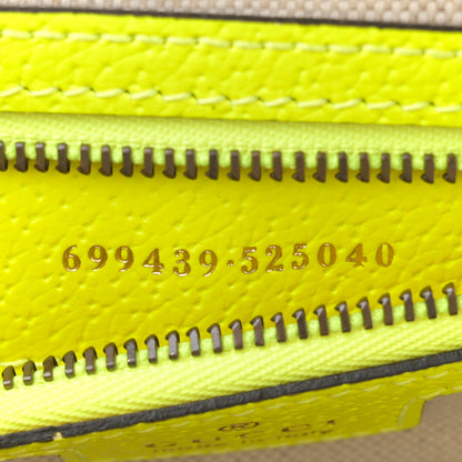 Gucci GG Supreme Monogram Textured Dollar Calfskin Web Ophidia Wristlet Shoulder Bag Beige Ebony Fluo Yellow 7 of 10