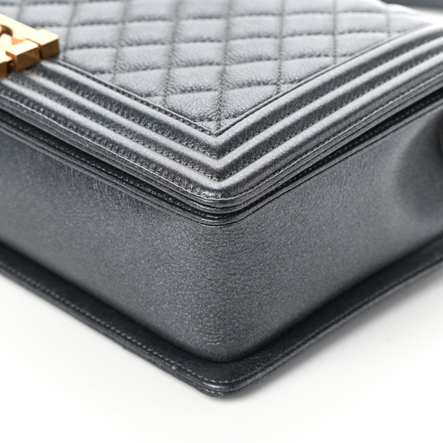 Chanel Metallic Calfskin Quilted New Medium Boy Flap Dark Grey 10 of 10