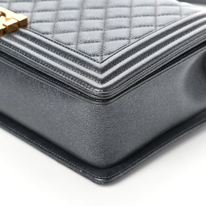 Chanel Metallic Calfskin Quilted New Medium Boy Flap Dark Grey 10 of 10