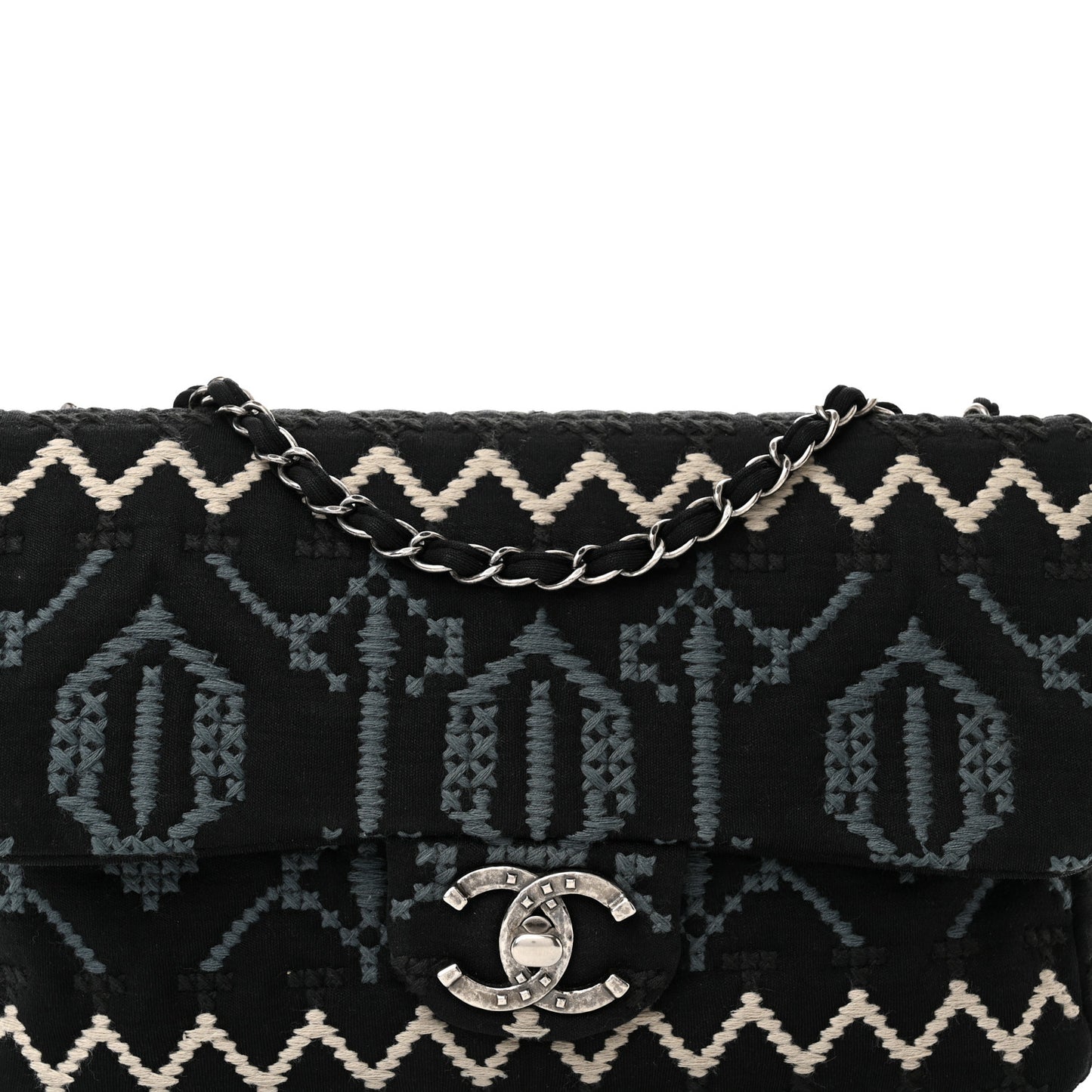 Jersey Embroidered Paris Dallas Flap Black