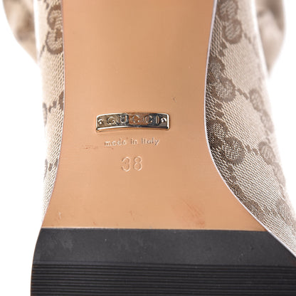 Gucci Monogram Malaga Kid Lisa Mid Heel Boots 38 Beige Ebony 6 of 8
