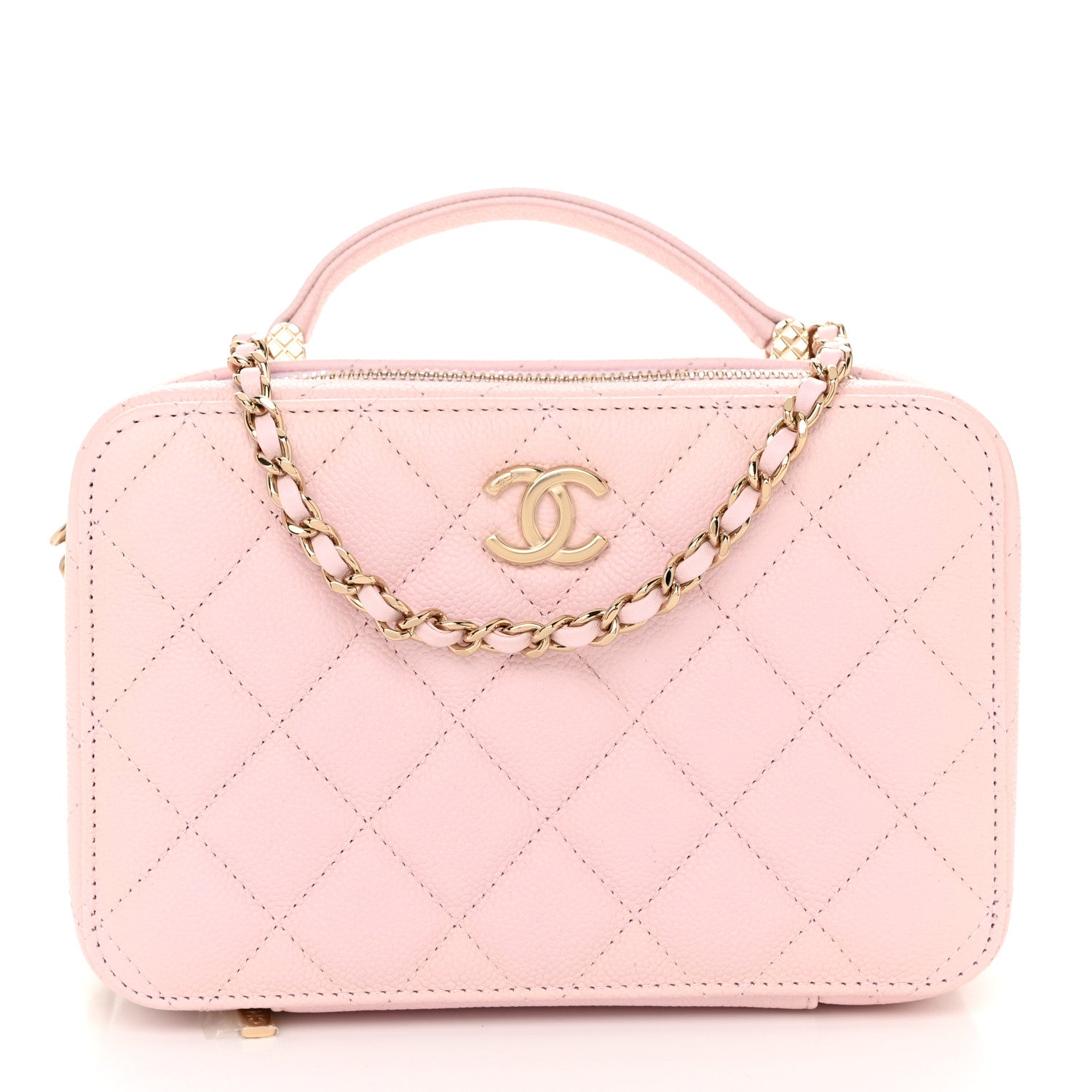 Chanel Caviar Quilted Top Handle Vanity Case Pink 1 of 12