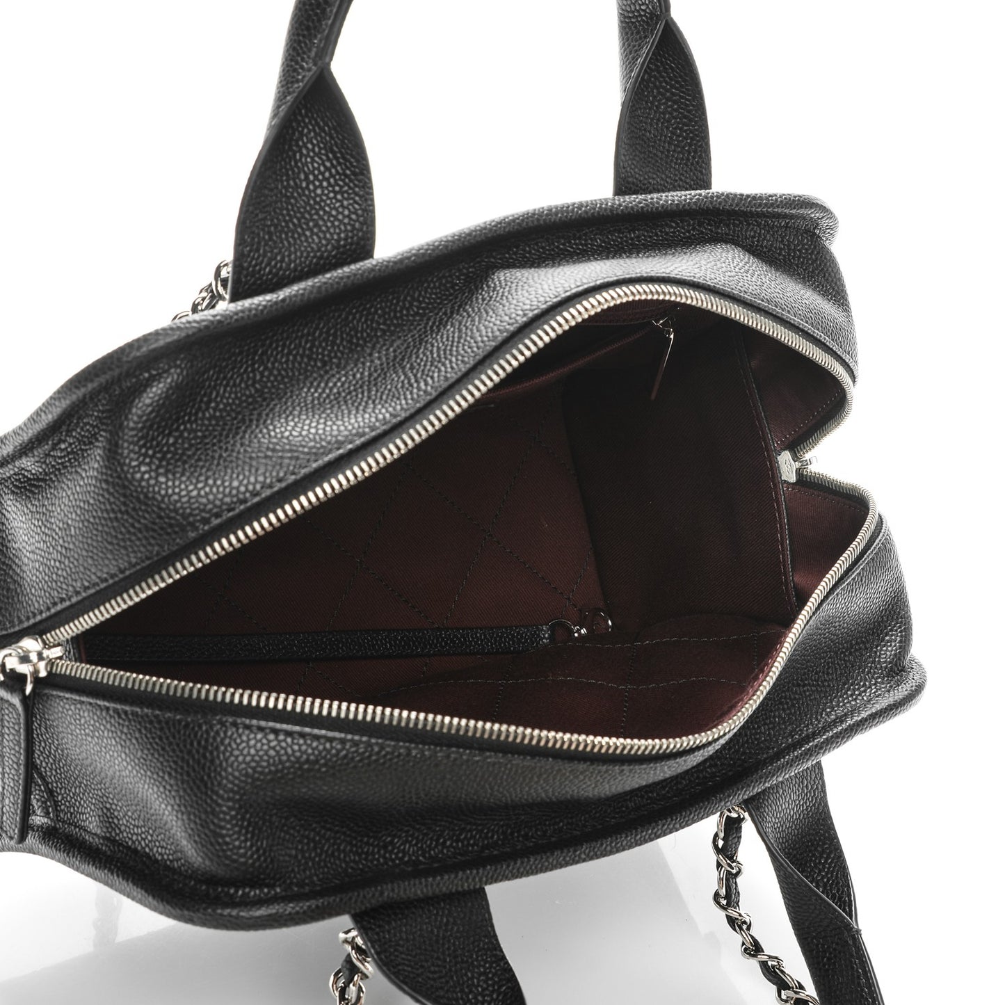 Caviar Quilted Small Deauville Bowling Bag Black