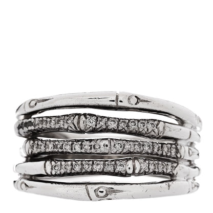 John Hardy Sterling Silver Diamond Bamboo Multi Row Ring 57 8 1 of 4