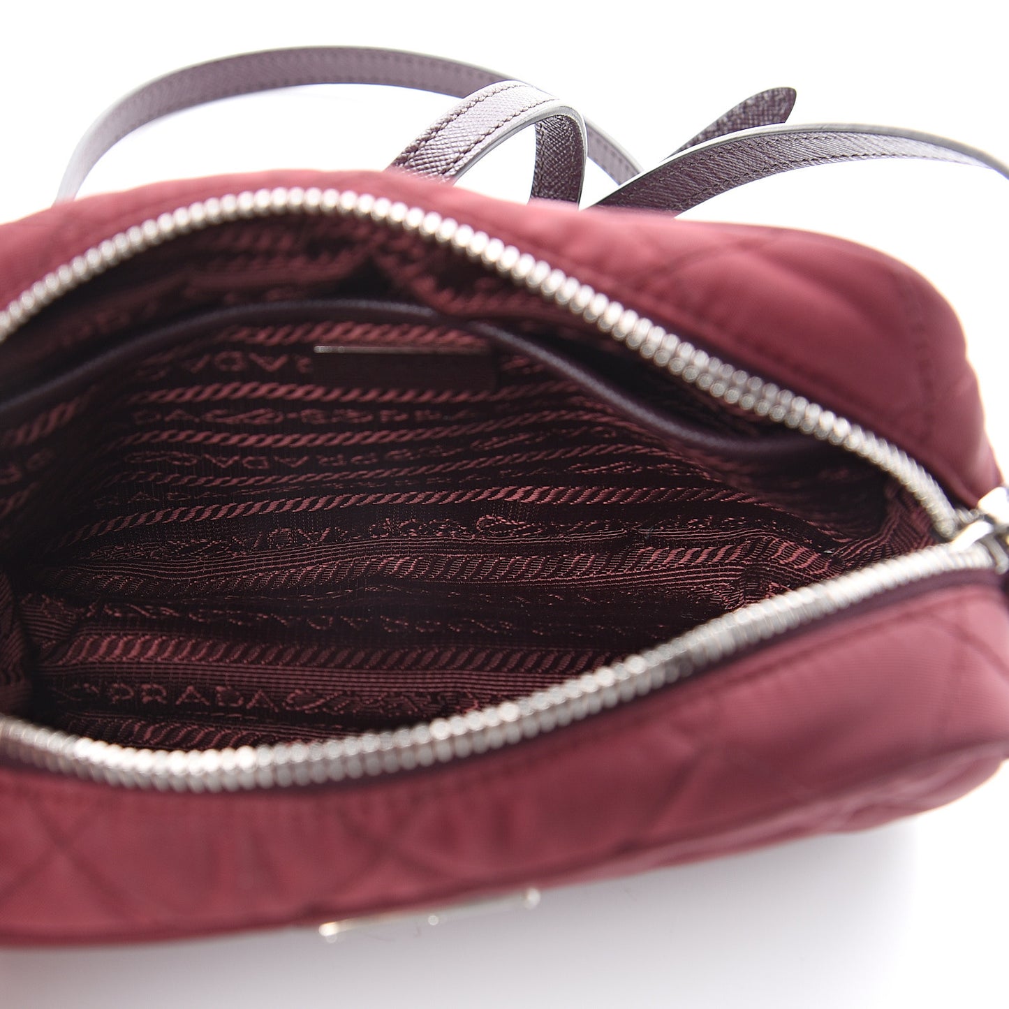 Nylon Tessuto Impuntu Quilted Crossbody Bag Granato