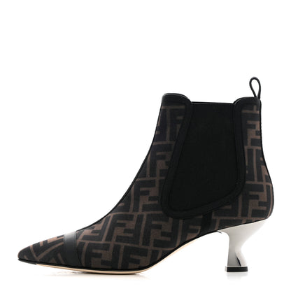 Fendi Mesh Tulle FF Colibri 55mm Ankle Booties 39.5 Tobacco Moro Black 1 of 8