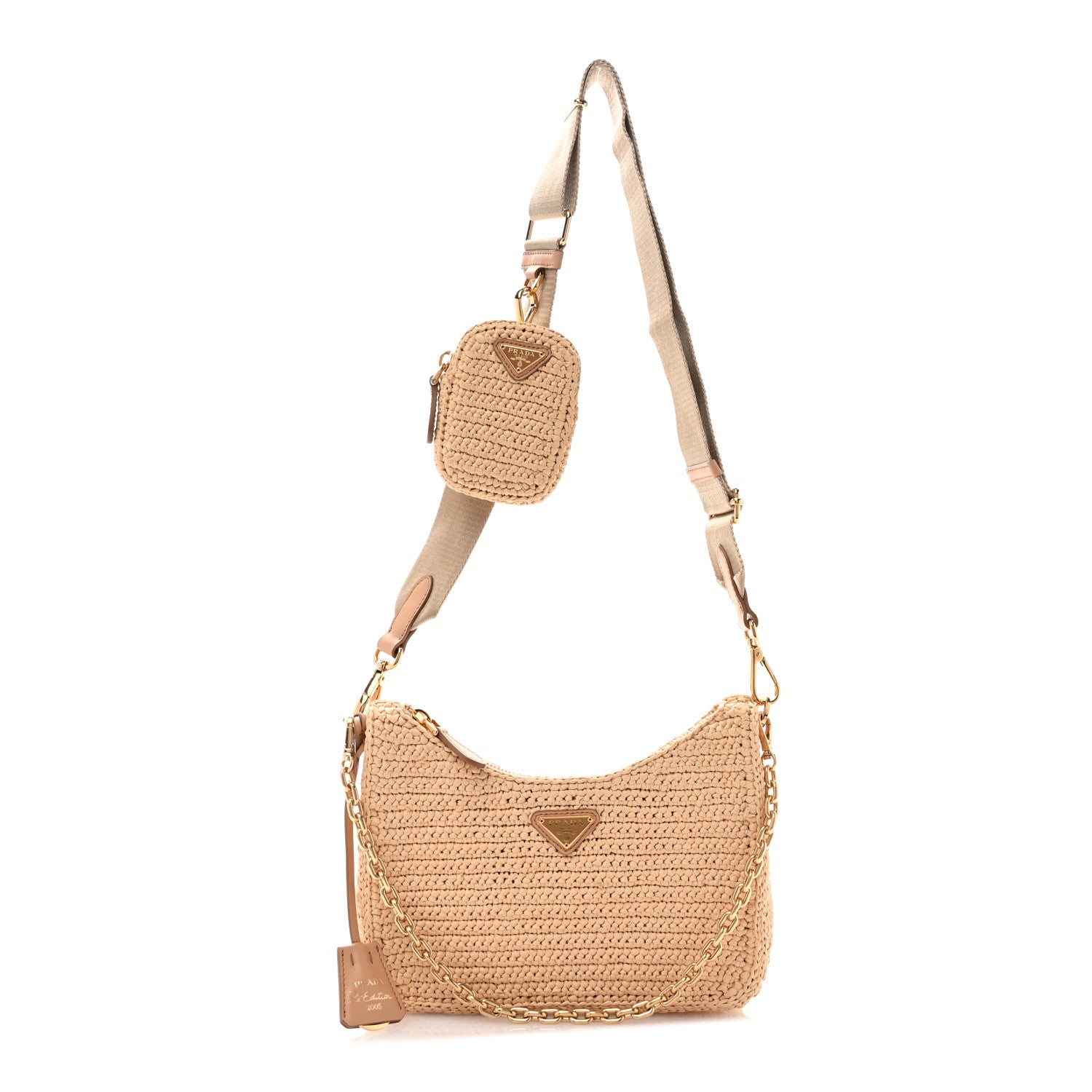 Prada Yarn Raffia Effect Crochet Re-Edition 2005 Shoulder Bag Naturale 1 of 11