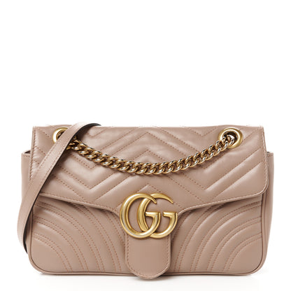 Gucci Calfskin Matelasse Small GG Marmont Shoulder Bag Porcelain Rose 1 of 17