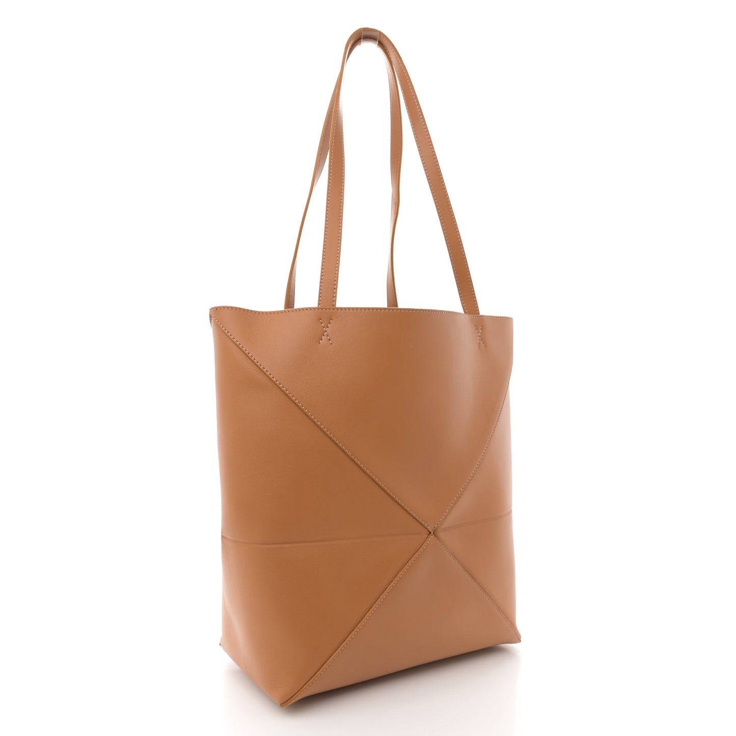 Shiny Calfskin Medium Puzzle Fold Tote Warm Desert