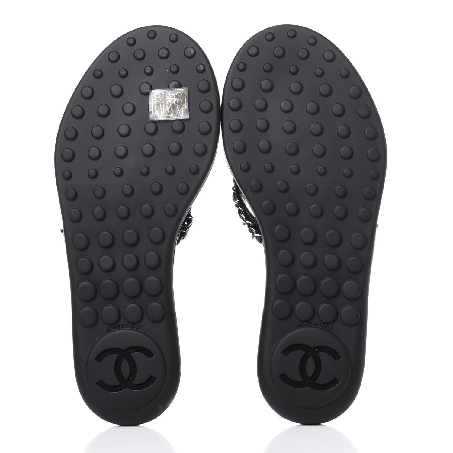 Chanel Lambskin CC Chain Thong Sandals 36 Black 7 of 10