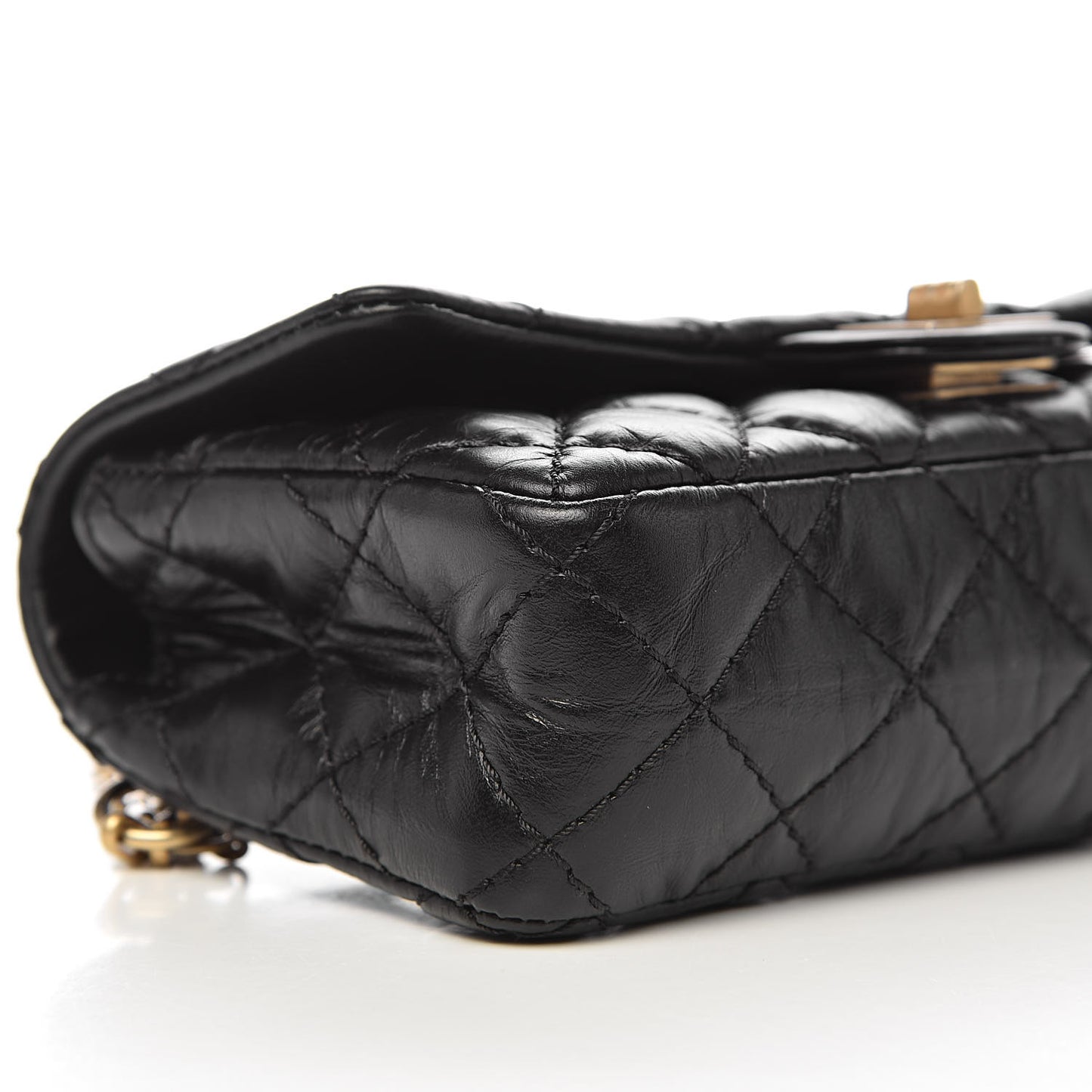 Aged Calfskin Quilted 2.55 Reissue Chain Waist Bag Black