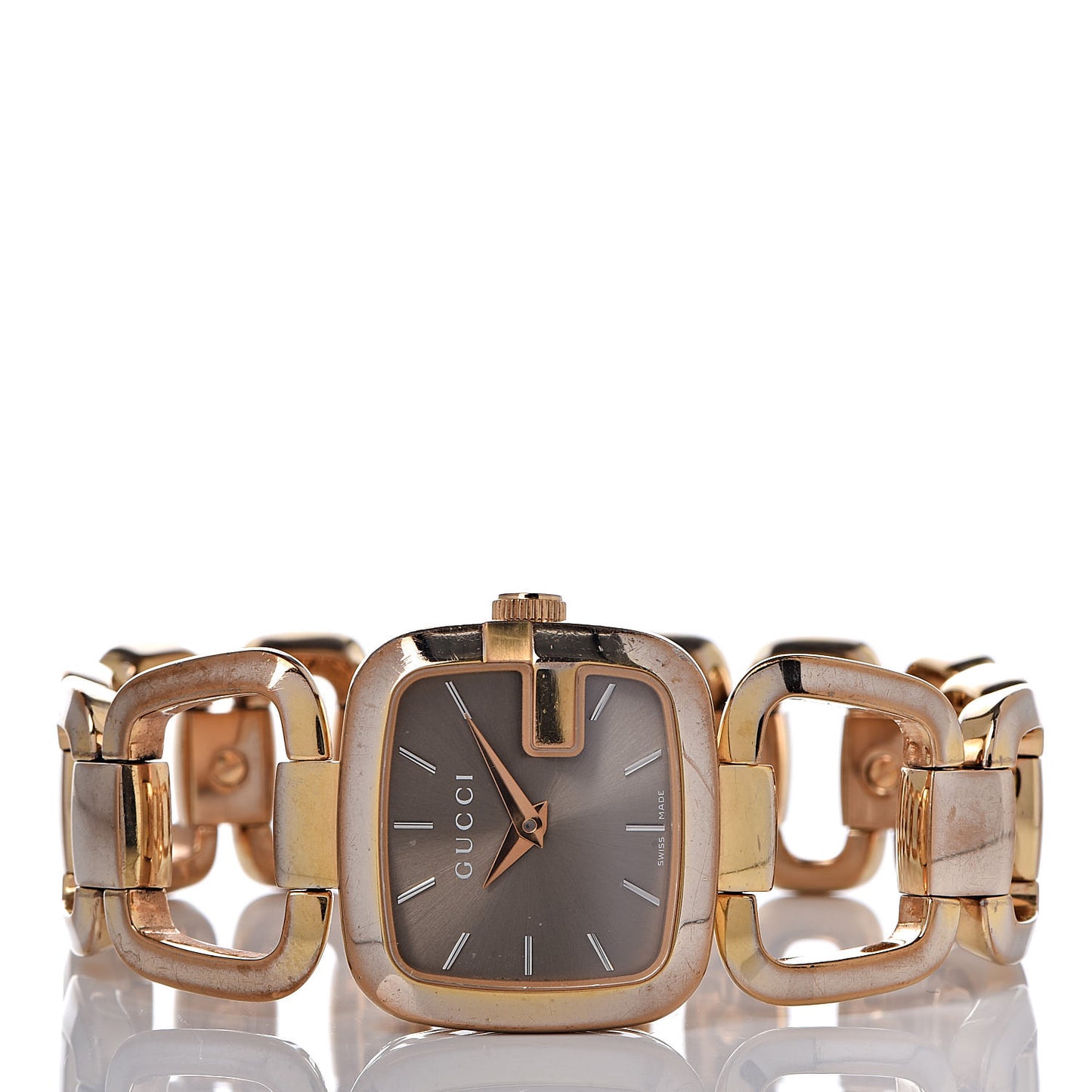 Stainless Steel 24mm G-Gucci Square Quartz Watch Brown