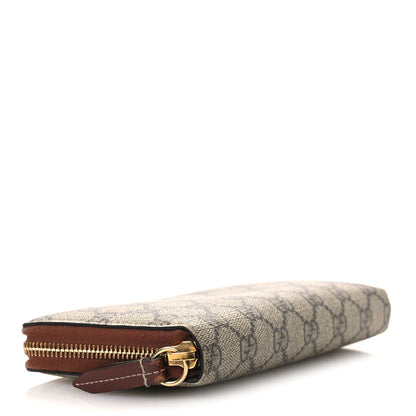 Gucci GG Supreme Monogram Cuoio Toscano Zip Around Wallet Beige Ebony Cuir 4 of 9