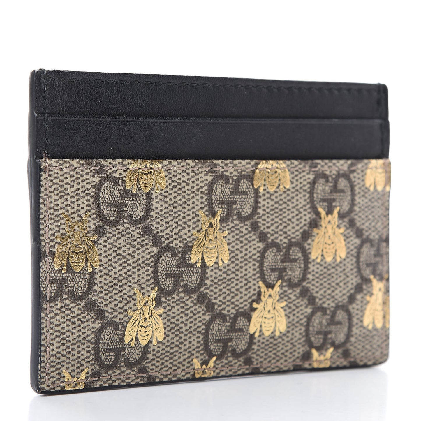 GG Supreme Monogram Bees Card Holder Black