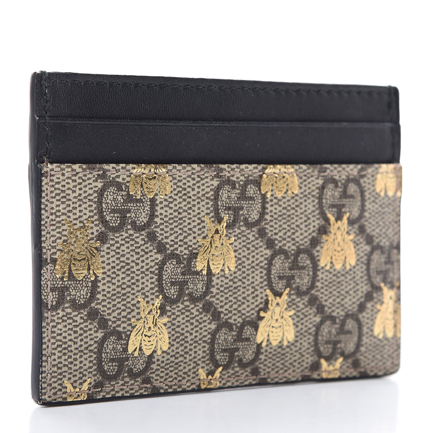 Gucci GG Supreme Monogram Bees Card Holder Black 3 of 7