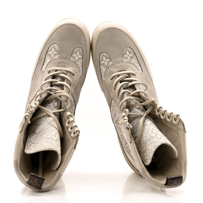Louis Vuitton Suede Calfskin Jacquard Since 1854 Laureate Platform Desert Boots 37.5 Beige 2 of 15