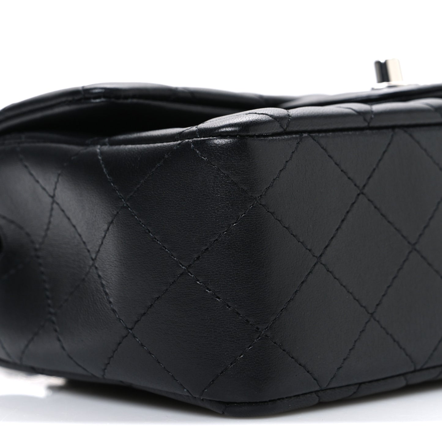 Lambskin Quilted Mini Rectangular Flap Black