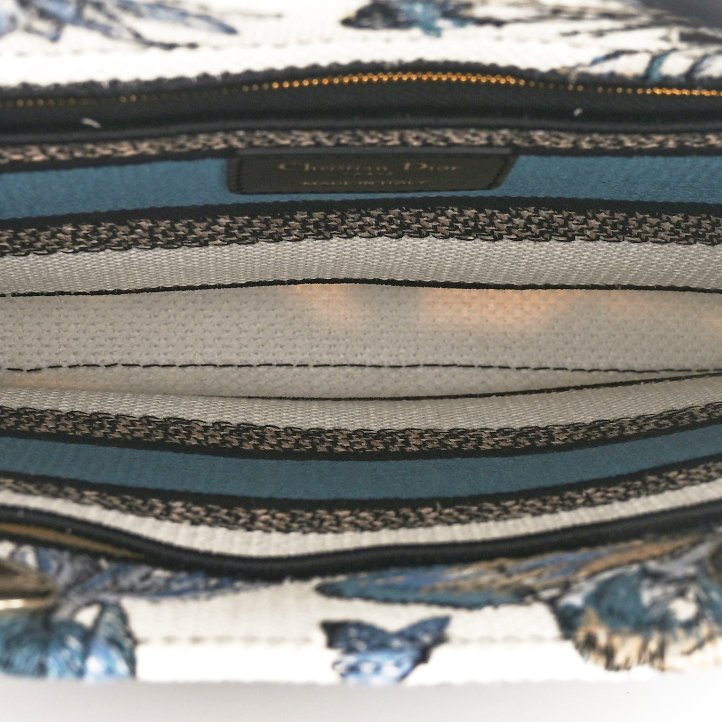 Canvas Toile de Jouy Mexico Embroidered Medium Lady D-Lite White Blue Multicolor