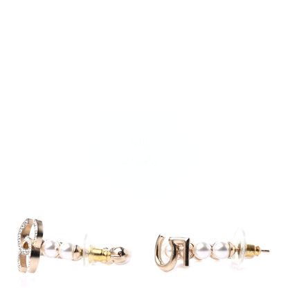 Chanel Crystal Pearl CC No 5 Hoop Drop Earring Gold 3 of 5