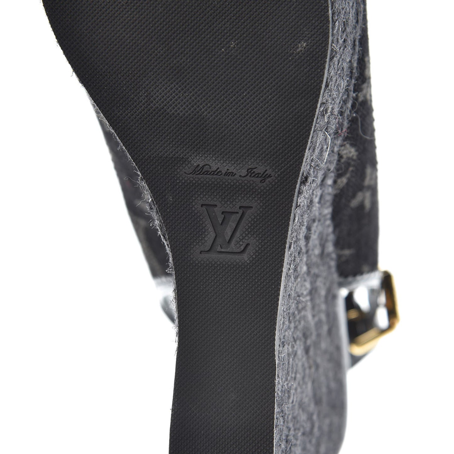 Denim Patent Espadrille Wedges 38 Black