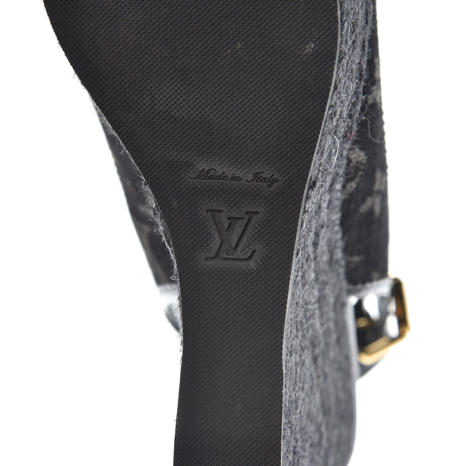 Louis Vuitton Denim Patent Espadrille Wedges 38 Black 8 of 9