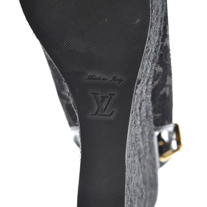 Louis Vuitton Denim Patent Espadrille Wedges 38 Black 8 of 9