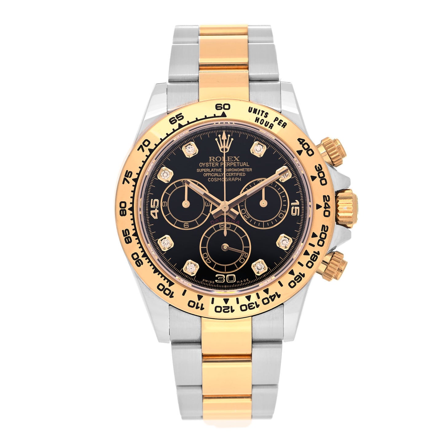 Stainless Steel 18K Yellow Gold Diamond 40mm Oyster Perpetual Cosmograph Daytona Watch Black 116503