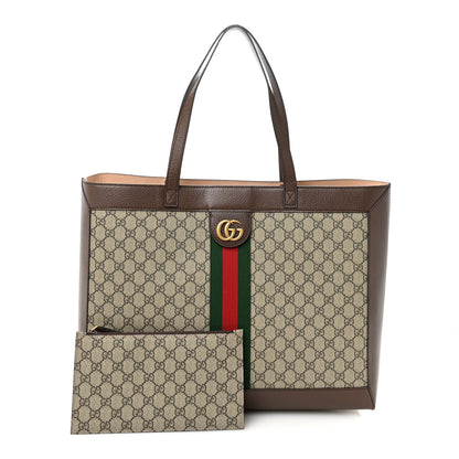 Gucci GG Supreme Monogram Web Ophidia Tote Brown 3 of 11