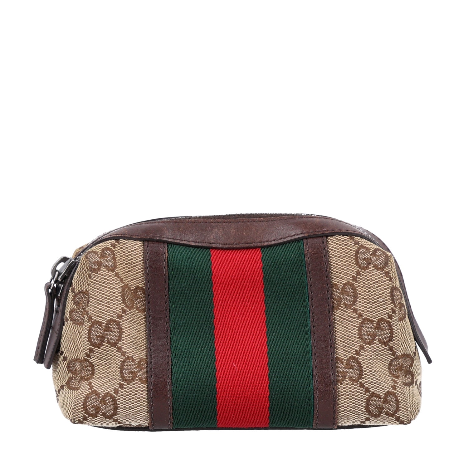 Gucci Monogram Web Small Cosmetic Case Dark Brown 1 of 10