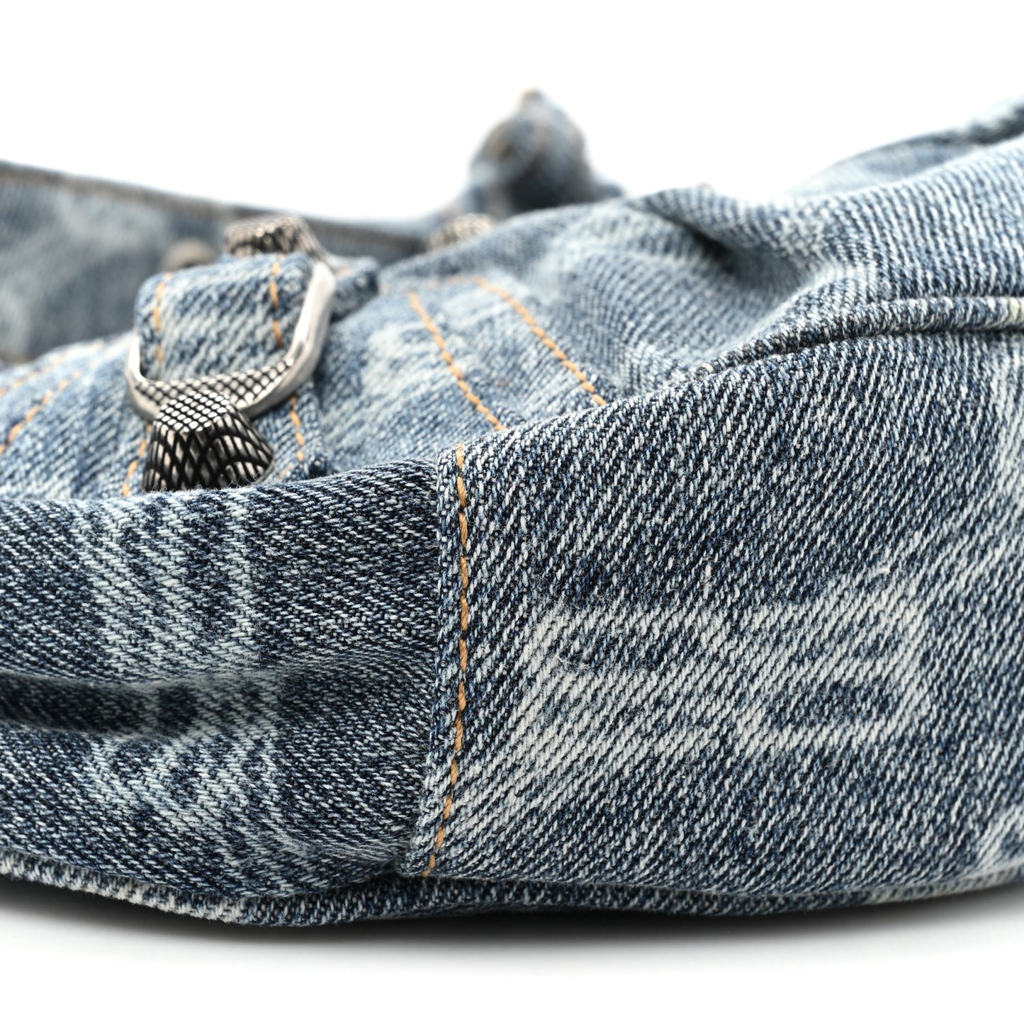 Bleached Denim BB Monogram Le Cagole Shoulder Bag XS Blue