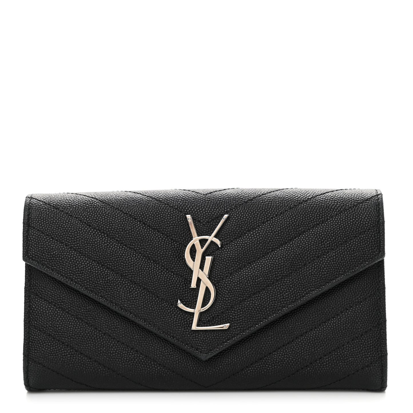 Grain De Poudre Matelasse Chevron Monogram Flap Wallet Black