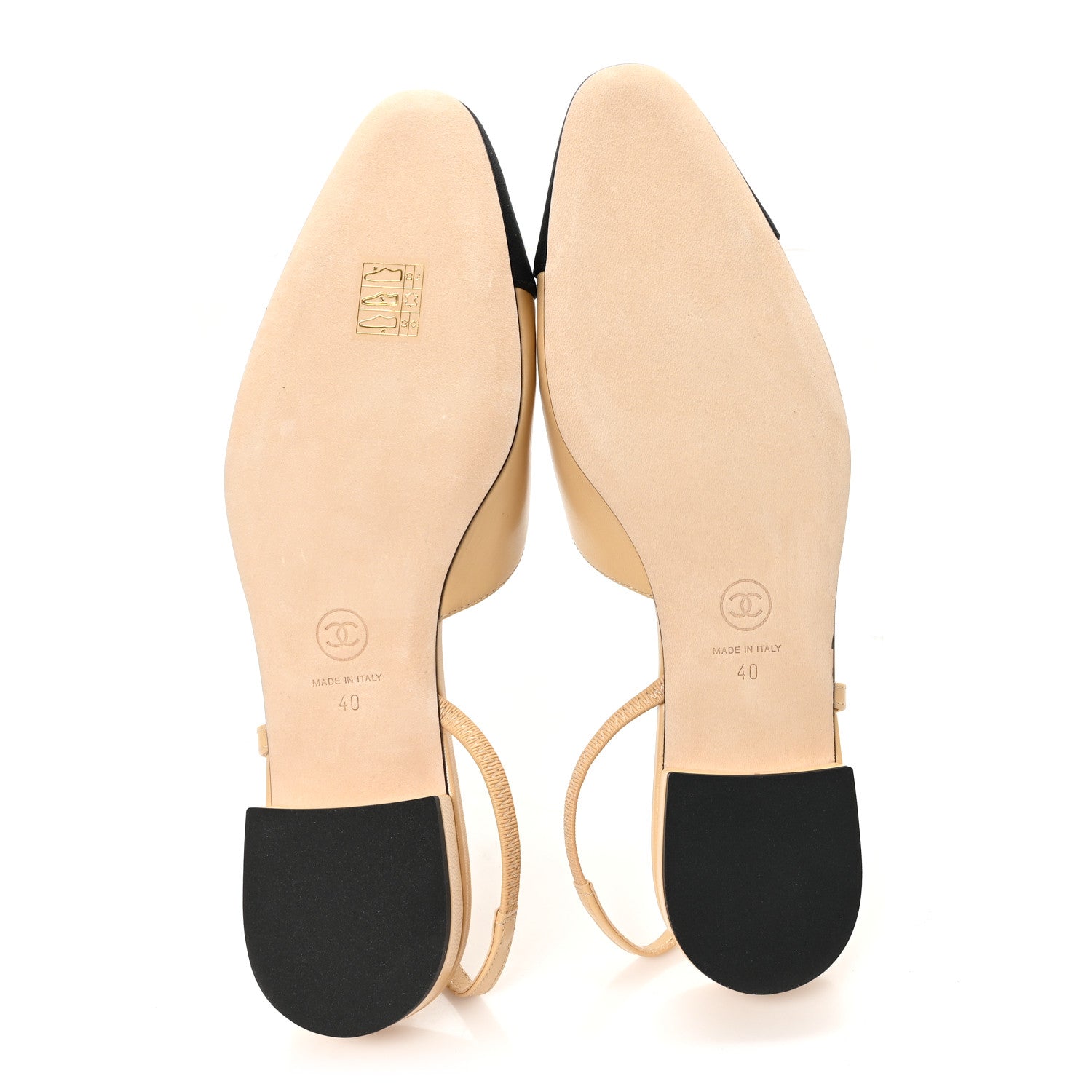 Chanel Lambskin Grosgrain Cap Toe CC Slingback Sandals 40 Beige Black 6 of 10