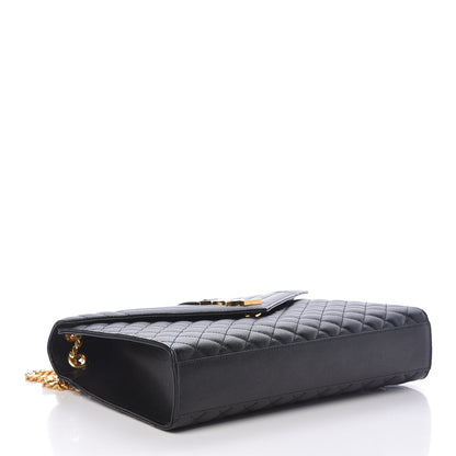Saint Laurent Grain De Poudre Textured Mixed Matelasse Large Triquilt Monogram Satchel Black 4 of 14