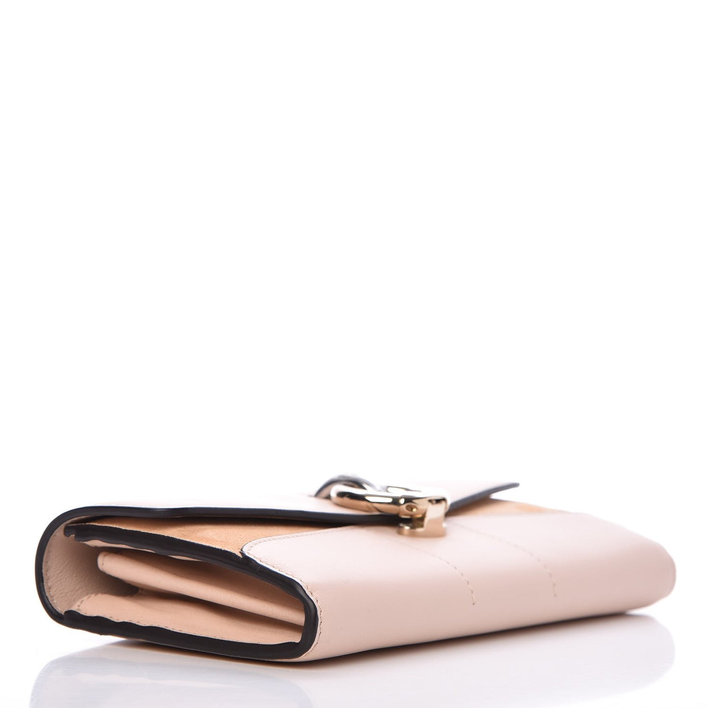 Calfskin Suede Circle C Long Wallet Cement Pink