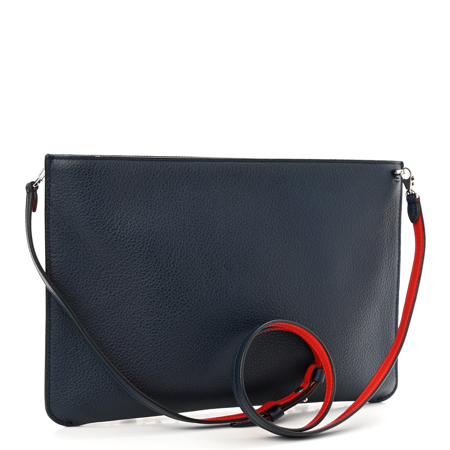 Christian Louboutin Calfskin Star Studded Loubiclutch Crossbody Clutch Navy 3 of 9