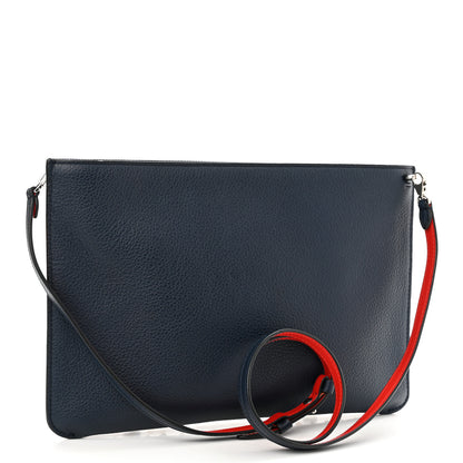 Christian Louboutin Calfskin Star Studded Loubiclutch Crossbody Clutch Navy 3 of 9