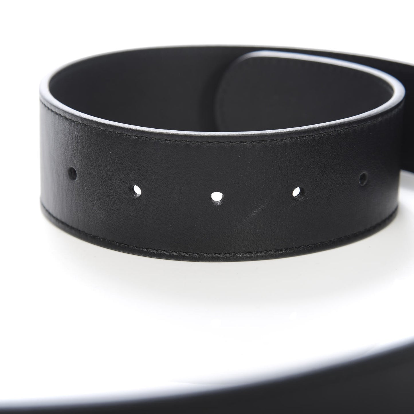 Moon Calfskin Pearl Double G 40mm Belt 90 36 Black Cream