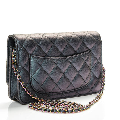 Chanel Iridescent Goatskin Quilted Wallet On Chain WOC Purple 3 of 8