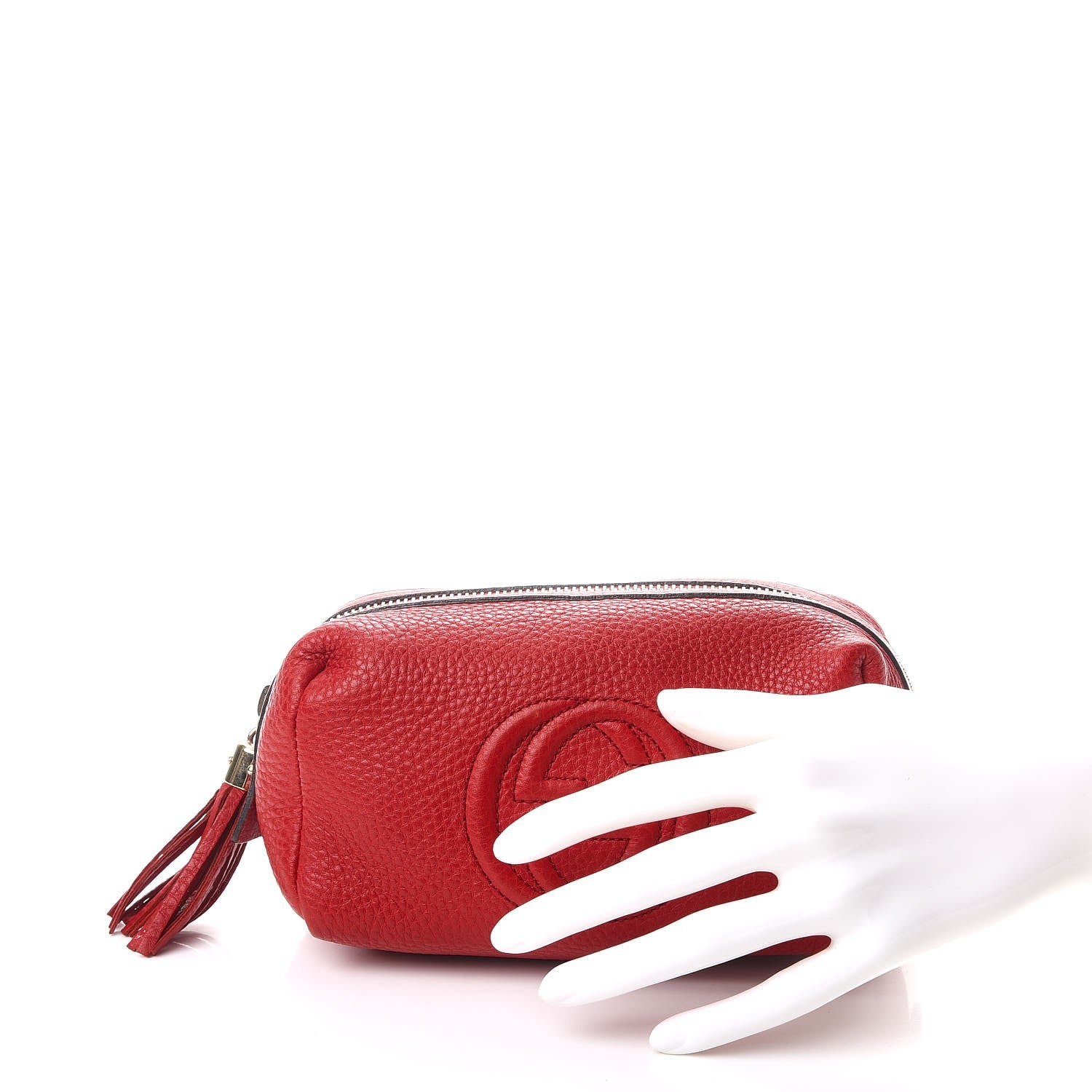 Gucci Pebbled Calfskin Medium Soho Cosmetic Case Red 2 of 10