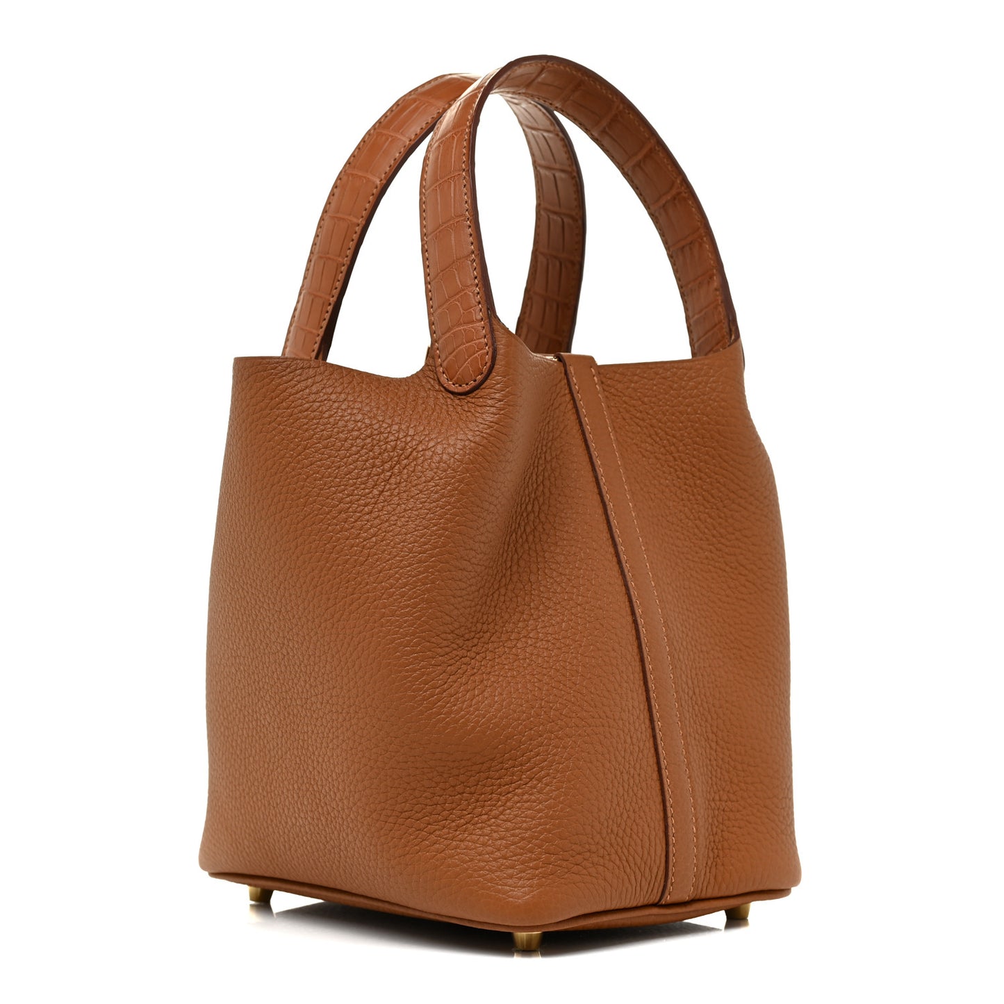 Taurillon Clemence Matte Alligator Picotin Lock Touch 18 PM Gold
