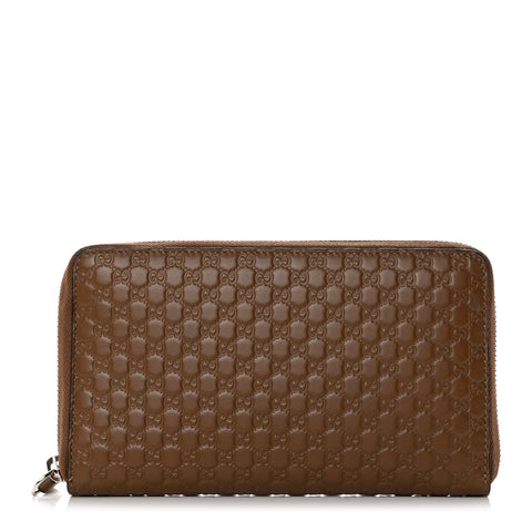 Microguccissima Large Zip Around Organizer Wallet Acero