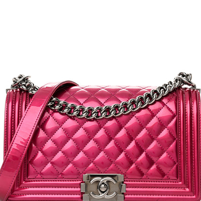 Chanel Metallic Patent Calfskin Quilted Medium Boy Flap Pink 8 of 16