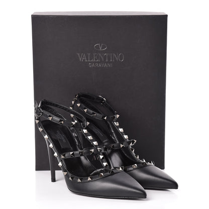 Valentino Garavani Calfskin Nappa Rockstud Ankle Strap 100mm Pumps 39.5 Black 12 of 12