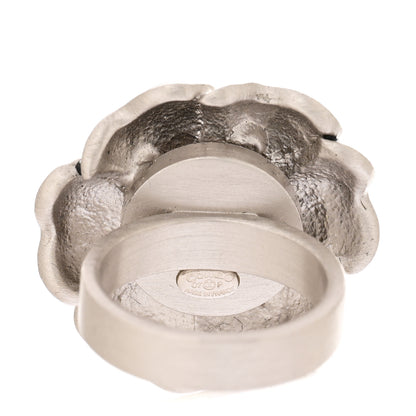 Chanel Enamel Ruthenium CC Camellia Ring Black 3 of 4