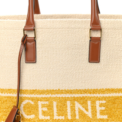 Celine Plein Soleil Textile Calfskin Horizontal Cabas Beige Yellow 8 of 10