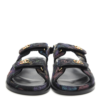 Chanel Denim Quilted Dad Sandals 38 Black Multicolor 2 of 8