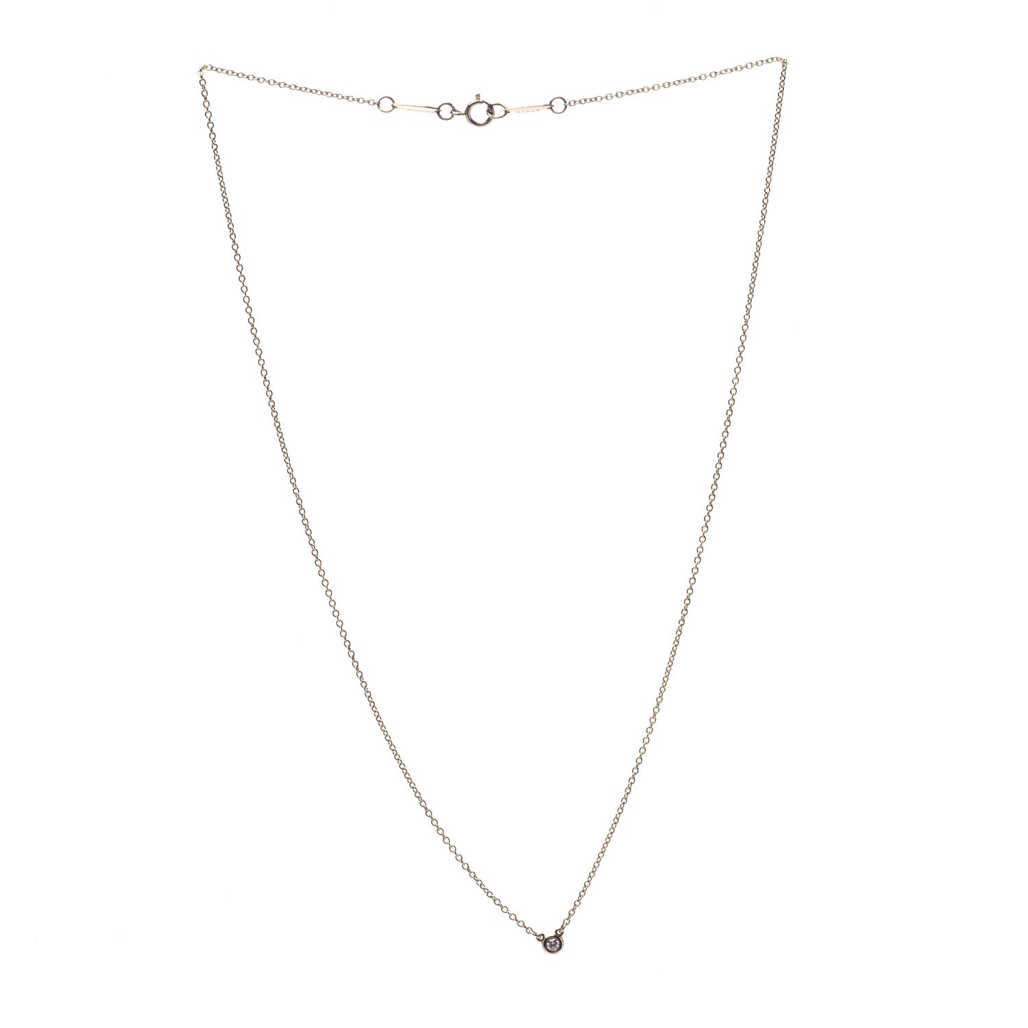 Tiffany 18K Rose Gold Diamond .03ct Elsa Peretti Diamonds by the Yard Pendant Necklace 3 of 5