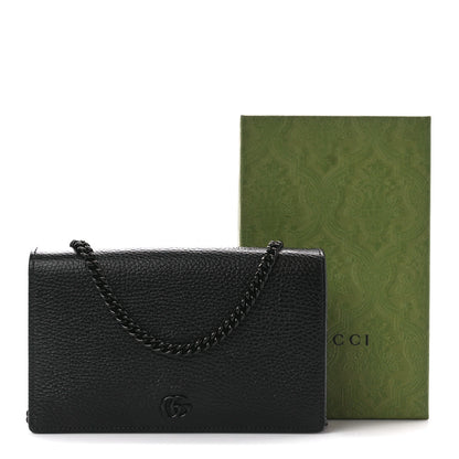 Gucci Dollar Calfskin Enamel Monochrome Mini GG Marmont Chain Wallet Black 11 of 11