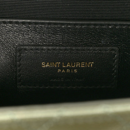 Saint Laurent Grain De Poudre Textured Mixed Matelasse Triquilt Medium Monogram Satchel Light Sage 6 of 9